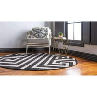 CHICTAIL ATENS COLLECTION Classic Geometric Modern Border Design Area Rug, Ft Ft, Black Beige