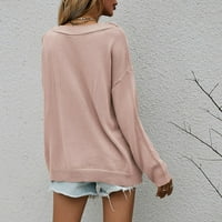 Pimfylm Cardigan пуловери за жени отрязани жилетки за жени плюс размер удобно розово XL