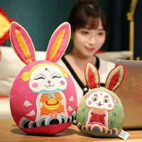 Hyda Rabbit Zodiac Mascot китайски стил бродерия модел прекрасен зайче кукла плюшини декорация pp памучен заек година карикатура плюшена кукла висулка Нова година подарък