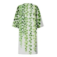 Апепал Дамски флорални Принт миди рокли в врата половин ръкав хлабав Коляното дължина рокли зелен ШЛ