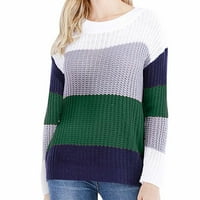 Виадха женски модни ръкави кръг цвят на врата, съвпадащи на свободни върхове блуза плетен пуловер