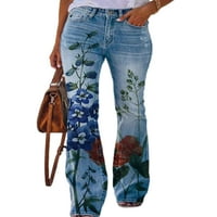 Rejlun жени дъна флорални дънки за печат разтегателни панталони винтидж панталони модно училище цветно 5xl