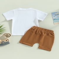 Бебешко бебе бебе момче летни къси панталони Set Letter Print Short Lleeve Тениска отгоре и ежедневни къси панталони дрехи дрехи