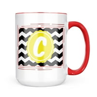 Neonblond Monogram C Черно жълт шеврон халба подарък за любители на чай за кафе