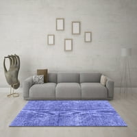 Ahgly Company Machine Wareable Indoor Rectangle Abstract Blue Modern Area Rugs, 3 '5'