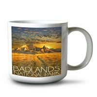 FL OZ Ceramic Mug, Национален парк Badlands, Южна Дакота, залез, съдомиялна машина и микровълнова сейф