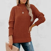Тосми дамски пуловери Жени Половината костенурка с дълъг ръкав Пуловер Пуловер Платест цвят Темперамент плетен горен пуловер за жени