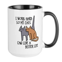 Кафепрес-работя усилено, за да могат котките ми да живеят по-добър живот Чаши-Оз керамична голяма чаша