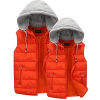 Зимни мъжки якета плюс размери двойки есен и зимно лъскаво палто надолу памучна жилетка топла жилетка оранжево l