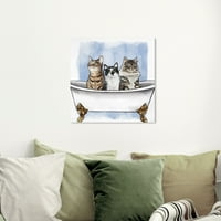 Уинууд студио Животни стена платно изкуство печат 'котки във ваната' котки и котки-Синьо, бяло