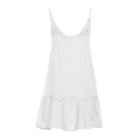 Mini Basic Cami рокля за жени Clearance Solid Boho Sleeveless Summer Beach Scoop V Neck Sundress Girls Drop Canist Elegant Vacation Vintage White L
