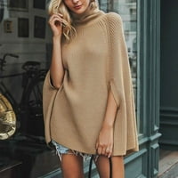 Pimfylm дамски пуловери за пуловери дълги пуловери леки модерни кафяви m