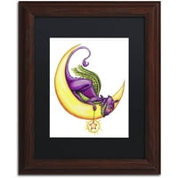 Търговска марка изобразително изкуство Пожелай си-дракон платно изкуство от Дженифър Нилсон, Черен мат, дървена рамка