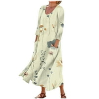 Фетални Дамски случайни мода Удобни печатни Ръкав джоб рокля рокли за жени