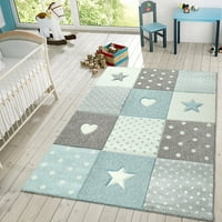 Пако Хоум детски килим за детска стая с точки сърца и звезди в пастелни цветове 4 '4 квадрат-Лилаво