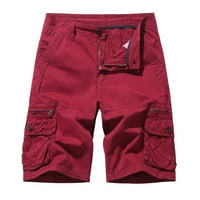 Cllios Мъжки товарни къси панталони, мъжки ежедневен чист цвят на открито джобни плажни работни панталони товарни къси панталони