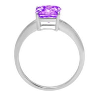 2.0ct Asscher Cut Purple Natural Amethyst 18K бяло злато годишнина годежен пръстен размер 5.75