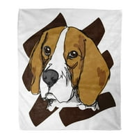 Хвърлете одеяло лице рисуване на бигъл Красив карикатура Клипарт Цвят сладък кучешка рисунка Топла фланела меко одеяло за диван диван легло