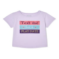 Бебе момиче текст за игра графичен тениска с къс ръкав, Размери 0 3М-24М