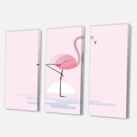 Дизайнарт 'Стои На Един Пръст Розово Фламинго' Къща Платно За Стена Принт