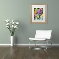 Търговска марка изобразително изкуство Любопитно хрътка платно изкуство от Дийн Русо, бял мат, бреза рамка