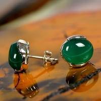 Момичета естествен зелен ахат камък инкрустиран плоча от шпилки обеци бижута стъкло за подарък + медно зелено