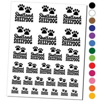 Shetland Sheepdog Dog Paw Prints Fun Text Водоустойчив временна татуировка на комплект фалшива колекция от изкуство на тялото - лилаво