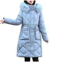 Дамски дълъг ватиран яке с качулка без ръкави пухкаво палто Памук подплатени яке лек топло сгъстено зимно палто
