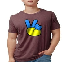 Cafepress - Украински флаг за мир знак Украйна Родена H Тениска - Мъжки тениска с три смеси