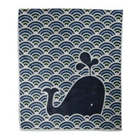 Хвърлете одеялото топло уютно печат фланелен творчески вълнообразна шарка Син кит Геометричен абстрактен Удобен мек за диван и диван в леглото