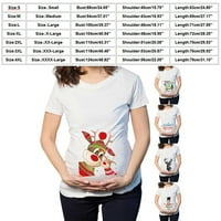 Женска тениска за майчинство Коледна тениска лосове снежен човек анимационен печат майчинско облекло с къс ръкав тениска за бременност