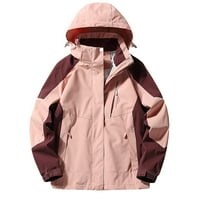 Женско зимно ежедневно много джоба с качулка с качулка за дъжд за открит туризъм катерене Пътуващ розов размер XL