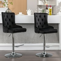 Въртящи се кадифени Barstools Регулираща седалка Височина Модерна тапицирана бар столове с гръб Удобен завоен за домашна кръчма и кухненски остров