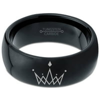 Волфрамов корона Royalty King Queen Diamond Circle Band Ring Men Men Women Comfort Fit Fit Black Dome Polished