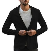 Смес от ръкави за изходни дрехи костюми Slim Long's Fit Linen Solid Pocket Jacket Men's Coats & Jackets