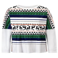 Пуловер за коледни лосове за жени, плетени пуловер върхове с дълъг ръкав джъмпер