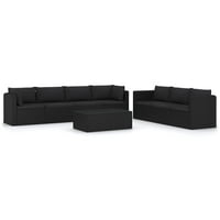 Vidaxl Patio Lounge Set с възглавници Poly Rattan Black