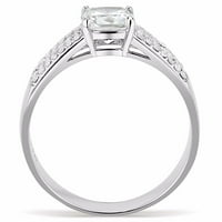 Дамска 6x възглавница Cut CZ Row Side Stone неръждаема стомана Деликатен сватбен пръстен - размер 5