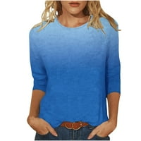 Пунтоко Плюс размер клирънс жени блуза жените отпечатани хлабав тениска ръкави блуза върхове небесно синьо 10