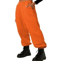 Секси танц жени джогинг панталони с джобове панталони Плътен цвят анцуг Салон дъна Фитнес оранжев ХС