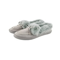 Daeful Winter Bowknot Loafers за жени, облицовани топли глезени ботуши Мокасин плюшени мокасини анти-плъзгане