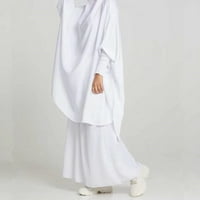 Каталем костюм за дребничка жени Дамски случайни твърда роба Абая арабски кафтан роба плюс размер официални рокли за жени Панталони бял Един размер