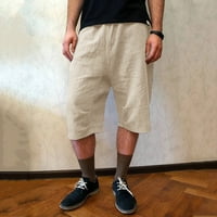 Мъжки шорти, клирънс Мъжка лятна мода Шнур еластичен плътен цвят хлабав случайни седем панталони