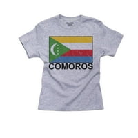 Флаг на Comoros - Специално винтидж издание на Girl's Youth Youth Grey тениска