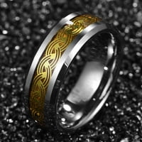 Келтски възел волфрамови пръстени за Унисе Дърво инкрустация вечност Сватбена група Размер 7-12