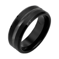Черно сиво централно ивици двойки сватбена лента титаниев пръстени