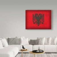 Изобразително изкуство 'Албания в затруднено положение знаме' платно изкуство от червен Атлас дизайни