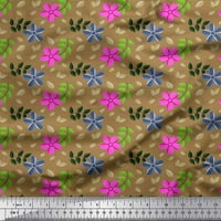 Soimoi Viscose Chiffon Leaves Leaves, Pink & Lavender Blue Flower Flower Flable Prints от Двор широк