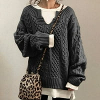 Плетен коноп модели пуловер, подходящ за кожата и не избледнява за момиче жена майка любовник-езеро синьо