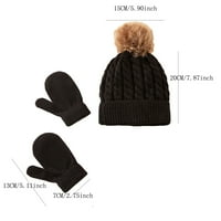 Стабилно облекло плетани шапки за мъже малки дете бебе плетени ръкавици зимна топла капачка с кръг на ръкавици бяло бяло